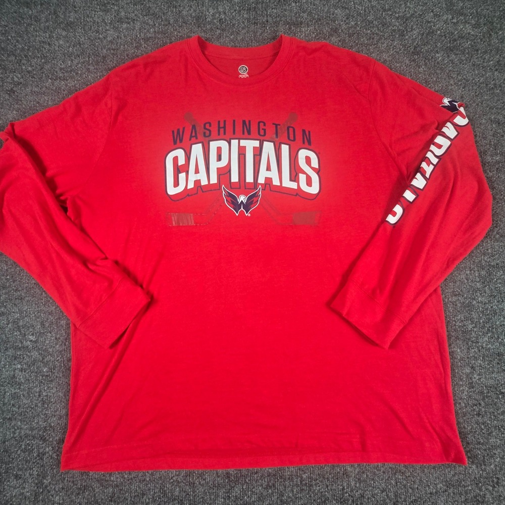 NHL Washington Capitals T-Shirt Mens‎ 2XL Red Long Sleeve Graphic Tee